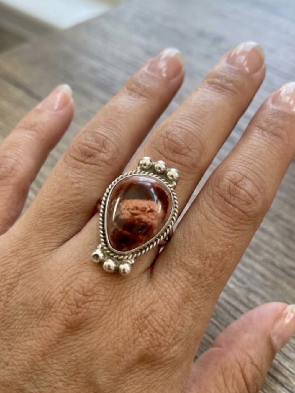 Sterling Silver Mexican fire opal ring